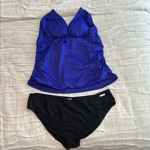 Blue and Black Swimsuit Set